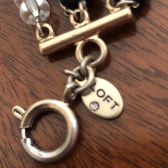 Loft Multistrand Beaded Statement Necklace Navy / Grey / Cream / Gold - Picture 9 of 13